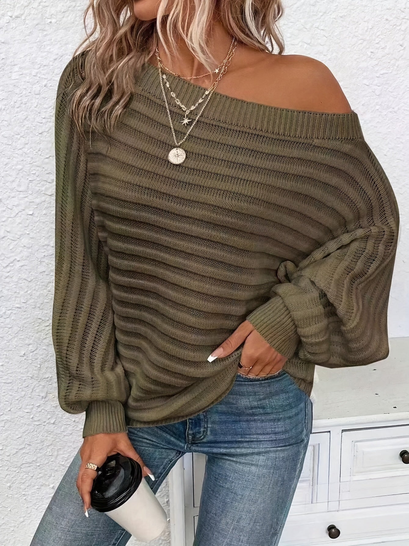Amara - Pull Décontracté Épaules Dénudées et Design Confortable pour Femme