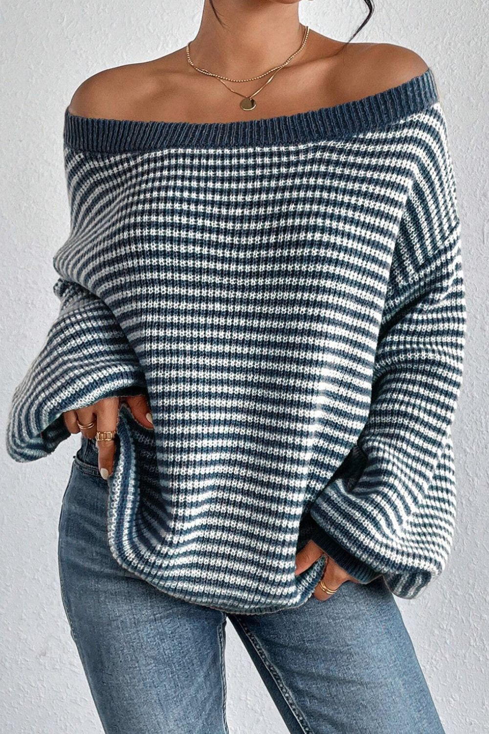 Lana - Pull à rayures avec col bateau et manches longues pour femme