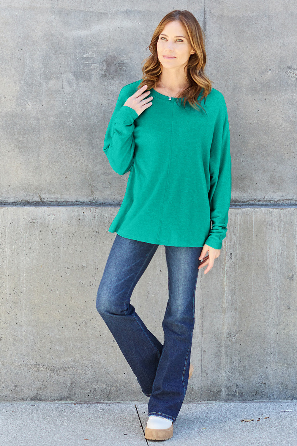 Riley - T-shirt à manches longues et col rond taille complète pour femme