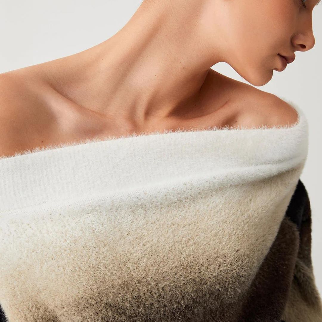 Clarissa - Pull en maille moelleux à gradient sans épaules