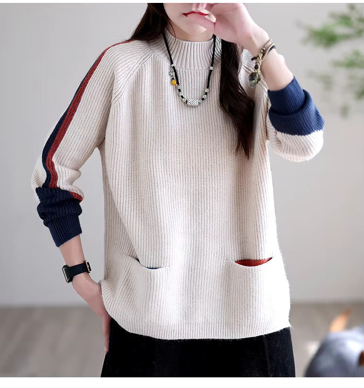 Pull tricoté élégant avec poches pour un usage quotidien