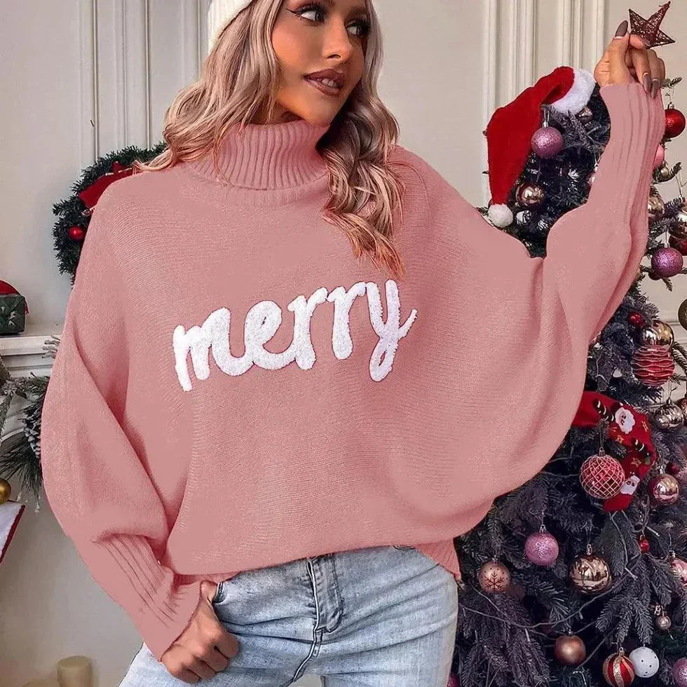 Emerie - Pull à Col Roulé Festif et Chaleureux pour Femmes