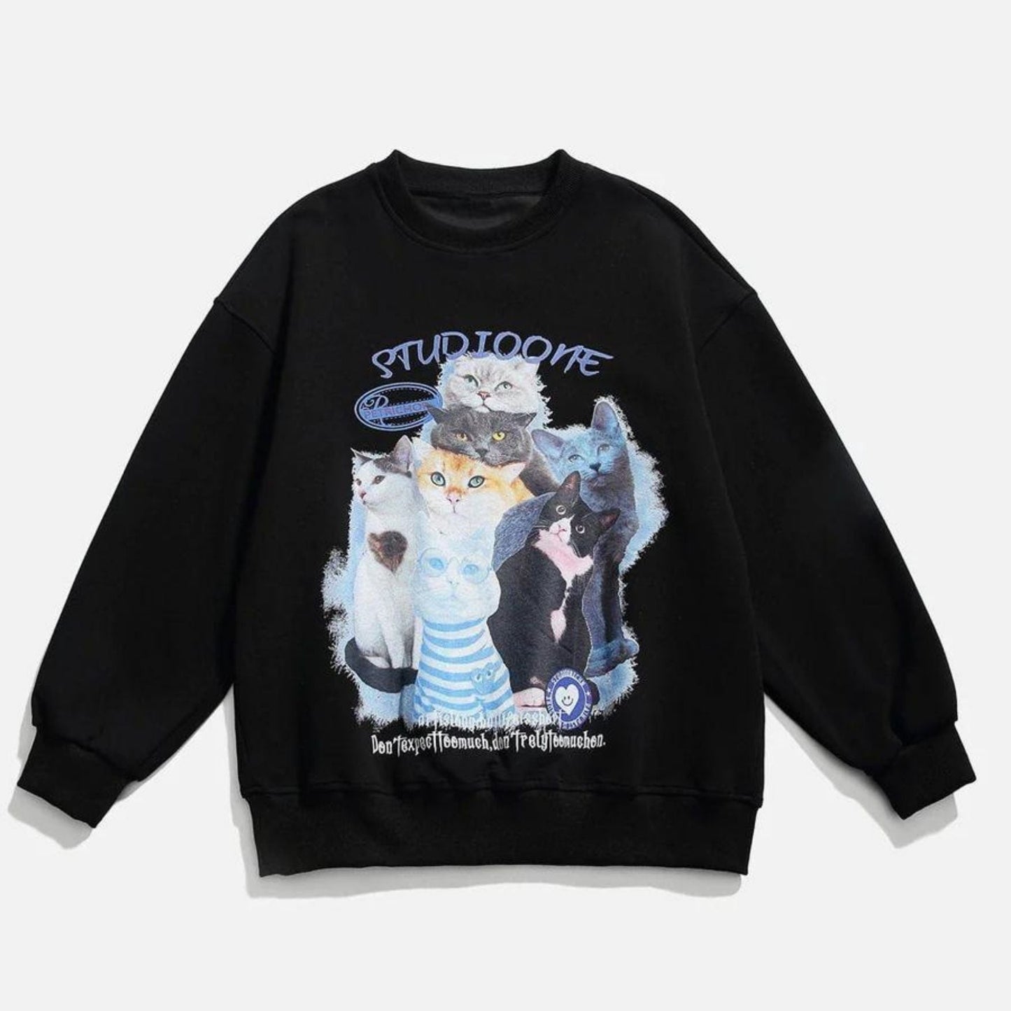 Arietty - Sweat-shirt décontracté en coton avec motif de chats