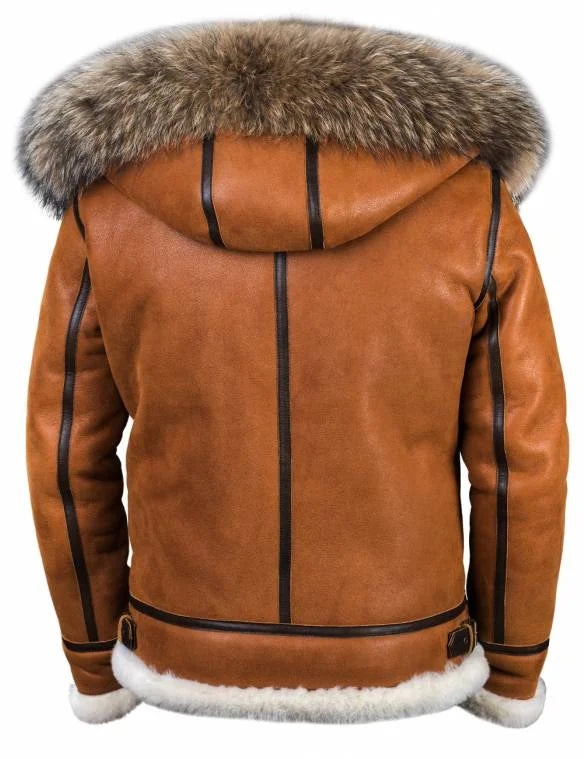 Meti - veste en peau de mouton avec capuche en fourrure