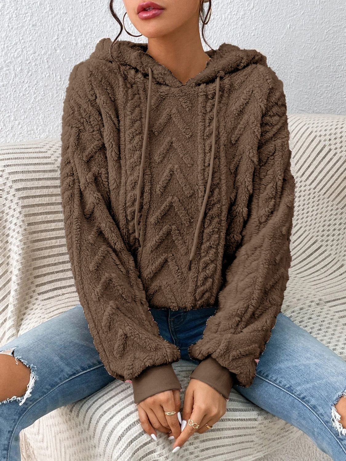 Aria - Sweat à capuche avec cordon de serrage et manches longues pour femme