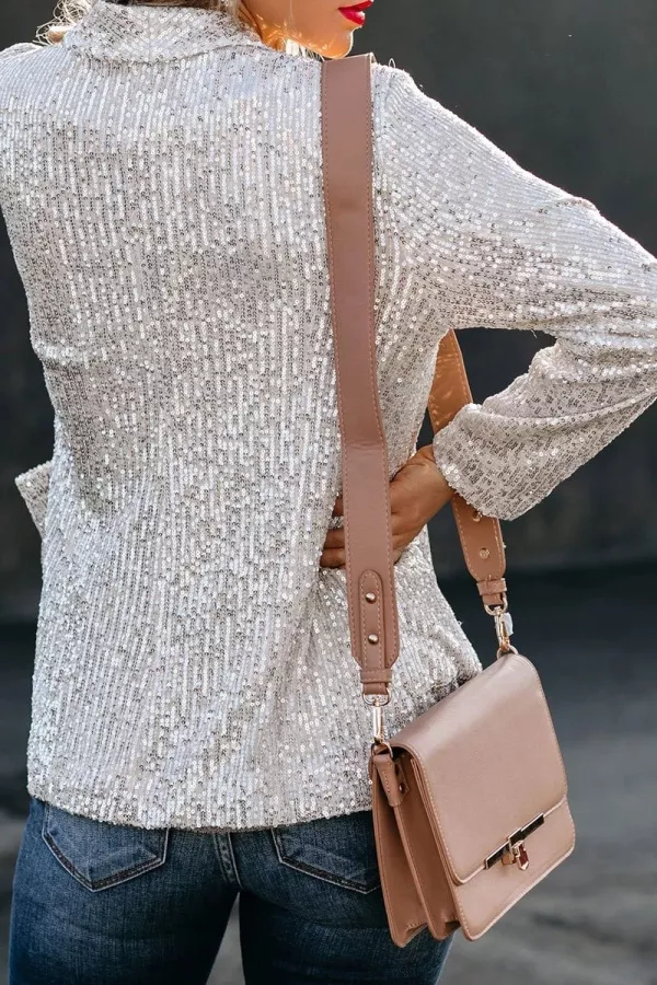 Lucie - Blazer moderne à manches longues avec paillettes pour femmes