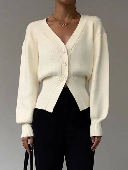 Loulou - Cardigan Pull à Col V pour Femme Nouveau Style