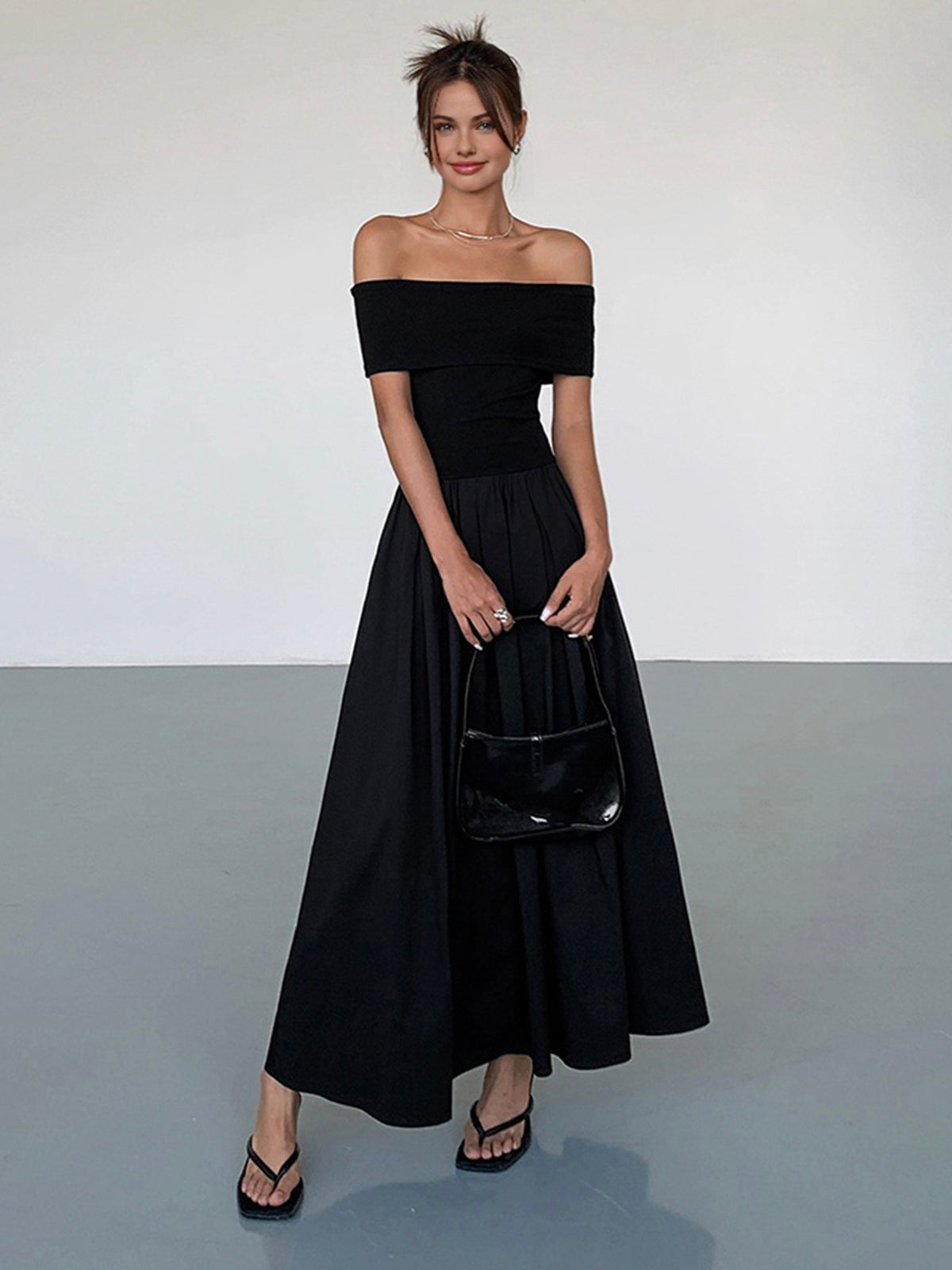Isabelle - Frenchy Robe Longue Solide Sans Bretelles