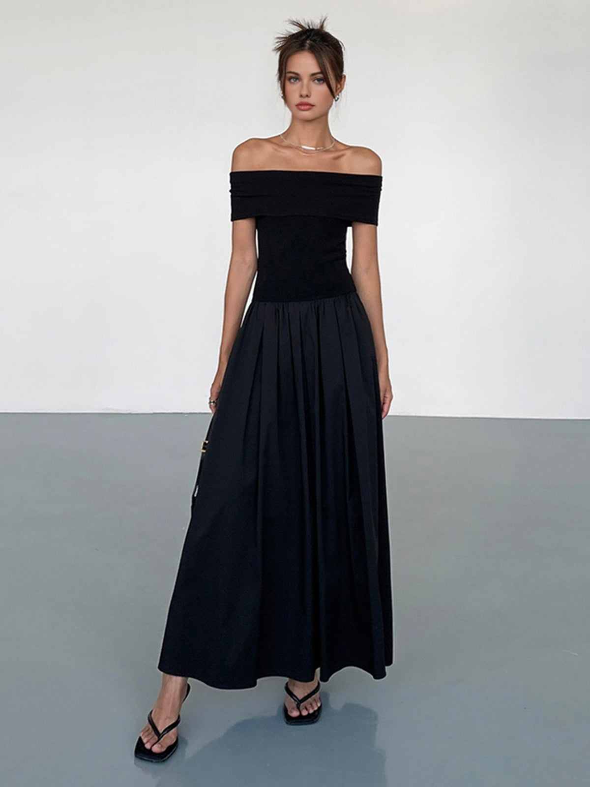 Isabelle - Frenchy Robe Longue Solide Sans Bretelles