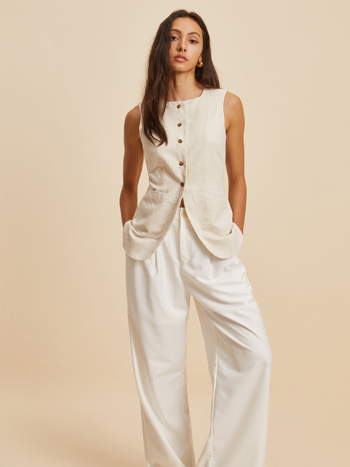 La Vie │ Gilet à poches en lin