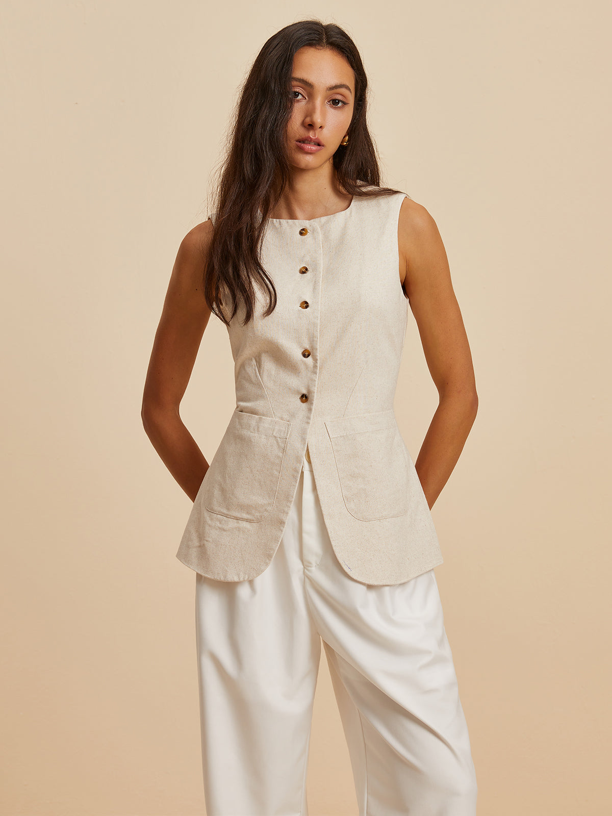 La Vie │ Gilet à poches en lin