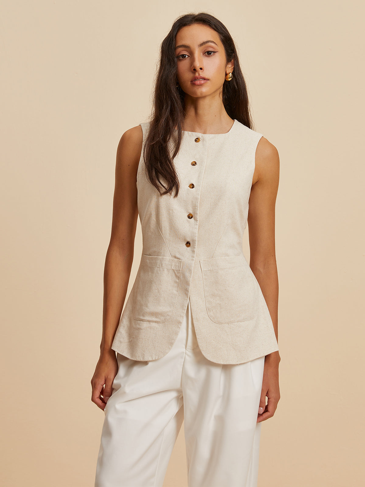 La Vie │ Gilet à poches en lin
