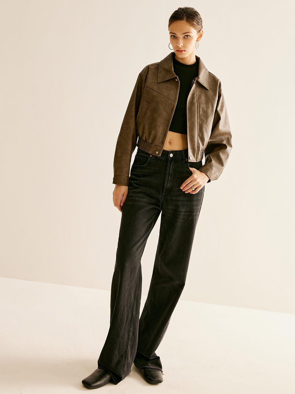 La Vie │ Veste en cuir à fermeture éclair