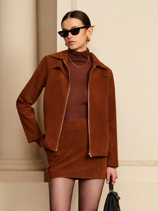 La Vie │ Veste en daim à fermeture éclair