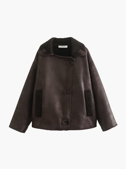 La Vie │ Veste chaude en faux cuir à revers