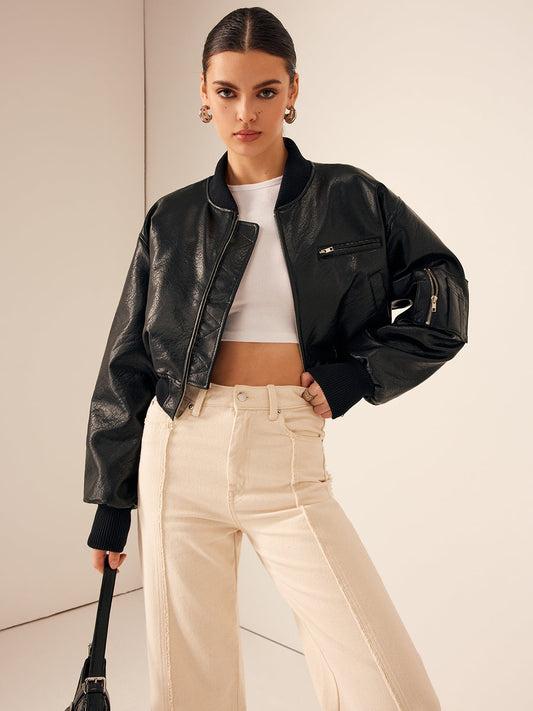 La Vie │ Veste courte en cuir zippée