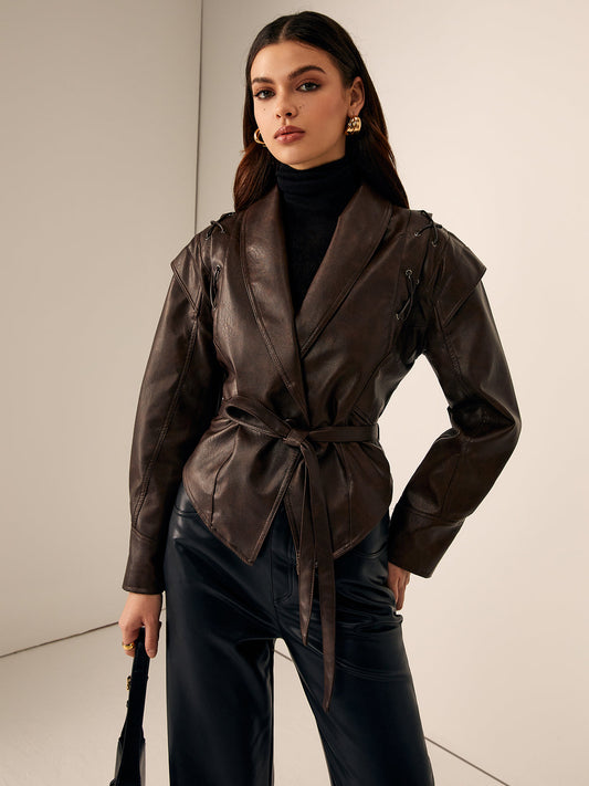 La Vie │ Veste en faux cuir passepoilée