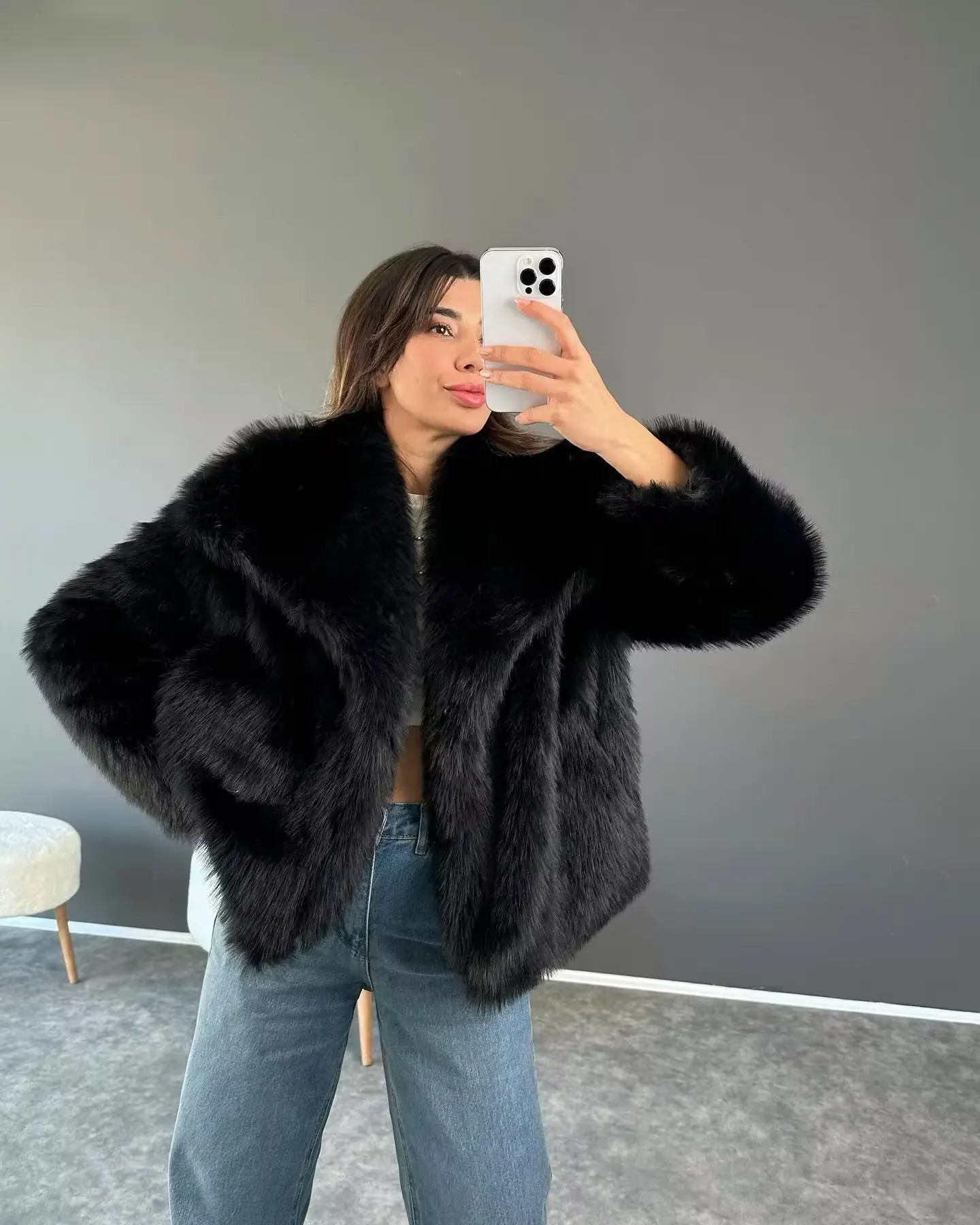 SofiaScintilla - Manteau d'hiver tendance en fausse fourrure pour femme