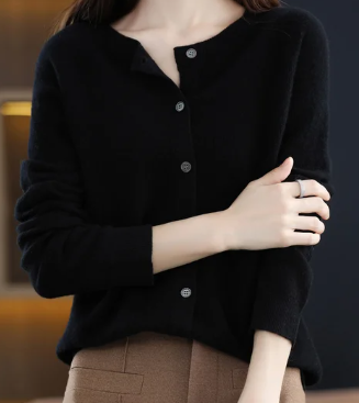 Ermenegilda | Cardigan Col Rond Décontracté pour Femmes