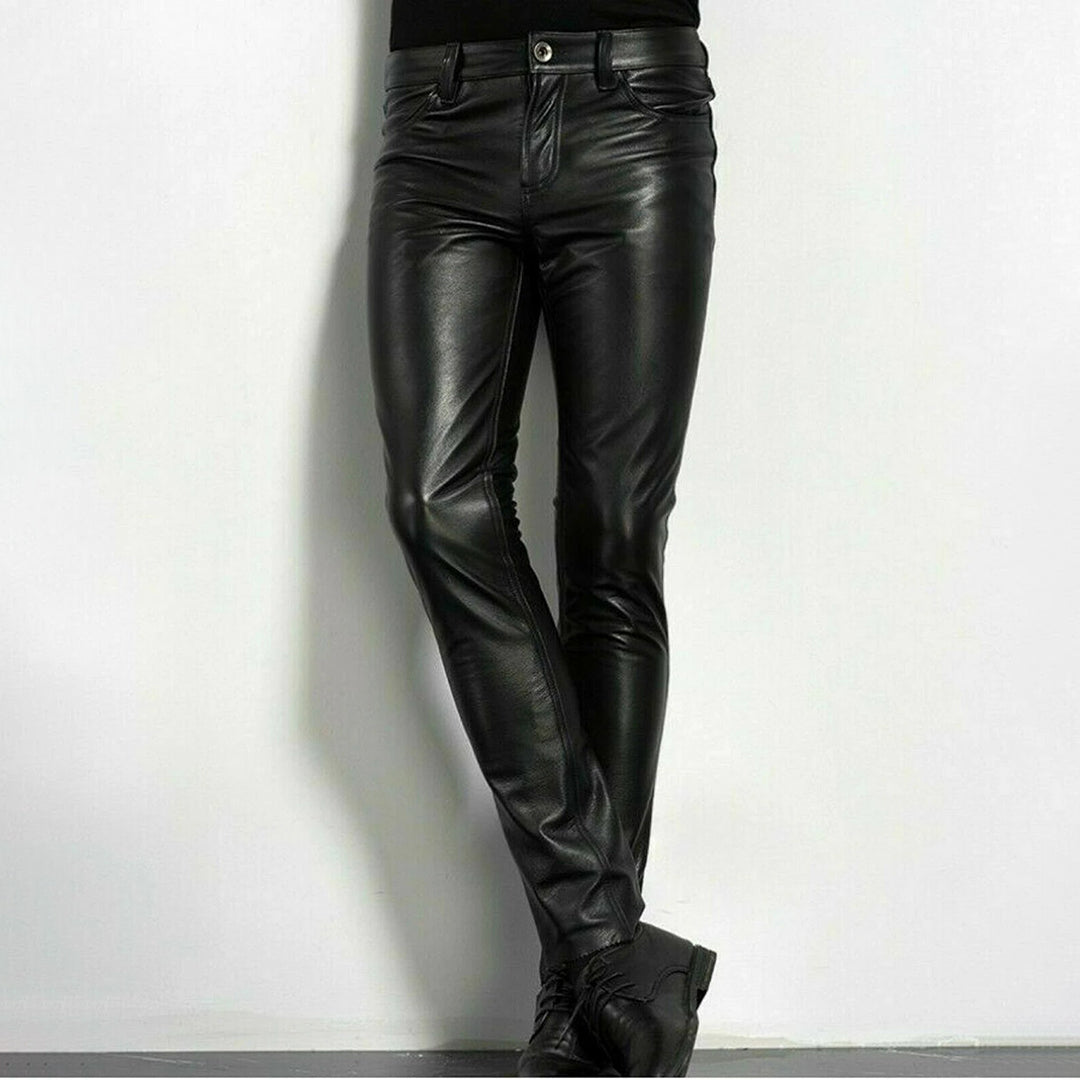 Brent - Pantalon en simili cuir noir pour homme