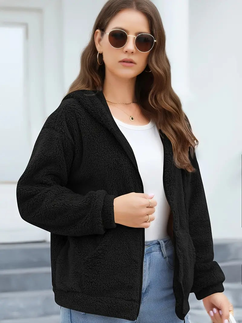 Lea - Veste d’hiver en polaire avec capuche pour femme