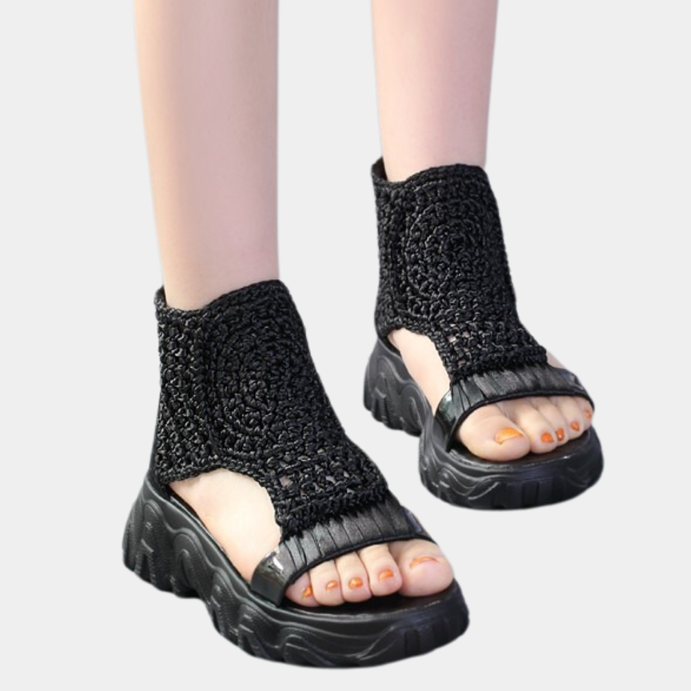 Juanita - Sandales compensées tressées artistiques pour femme