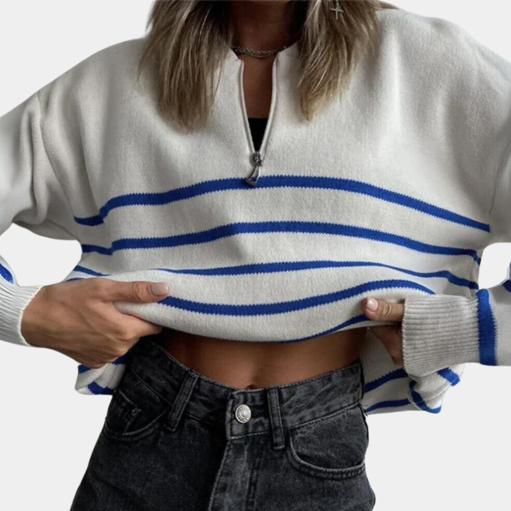 Citlali - Pull Zippé à Rayures Pour Femme