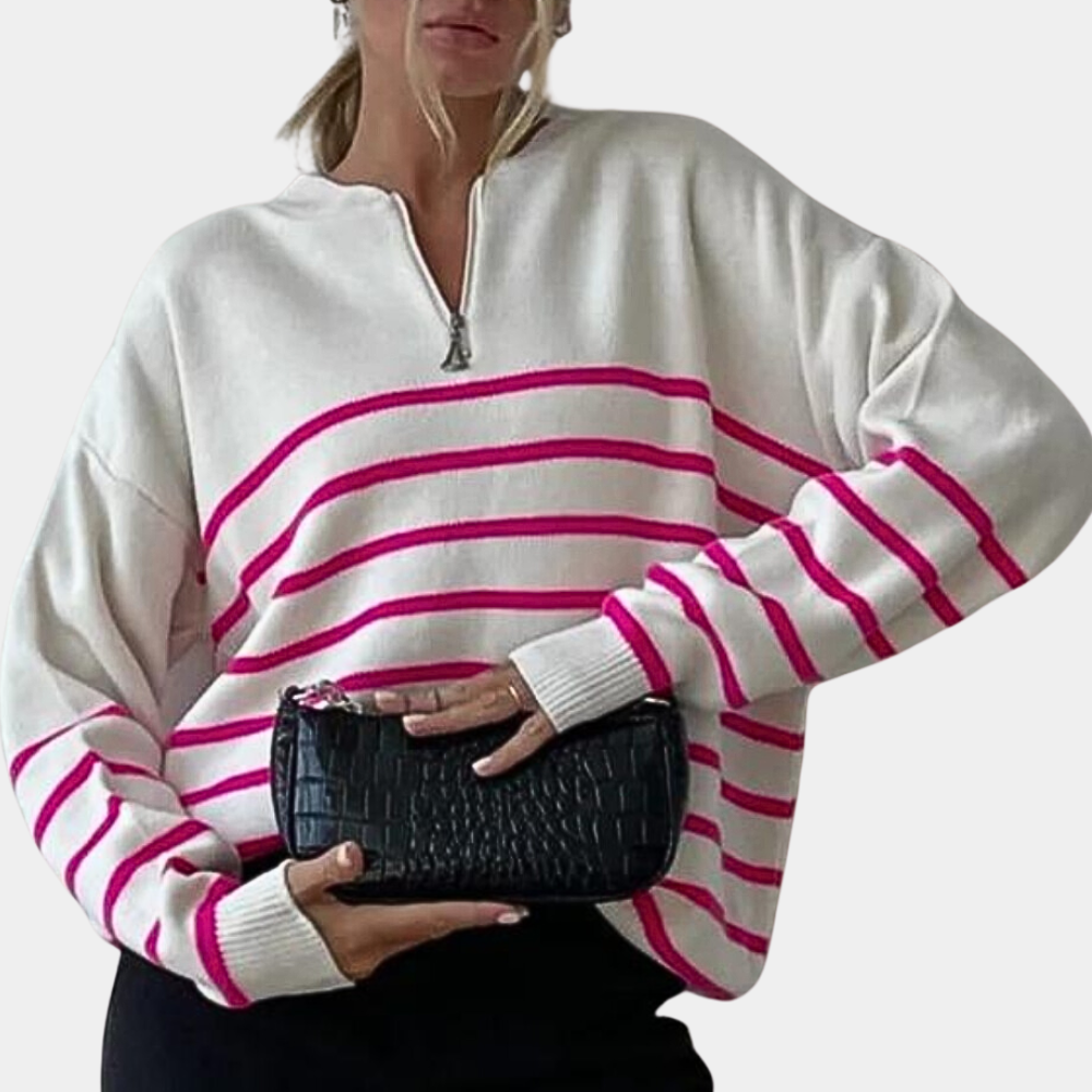 Citlali - Pull Zippé à Rayures Pour Femme