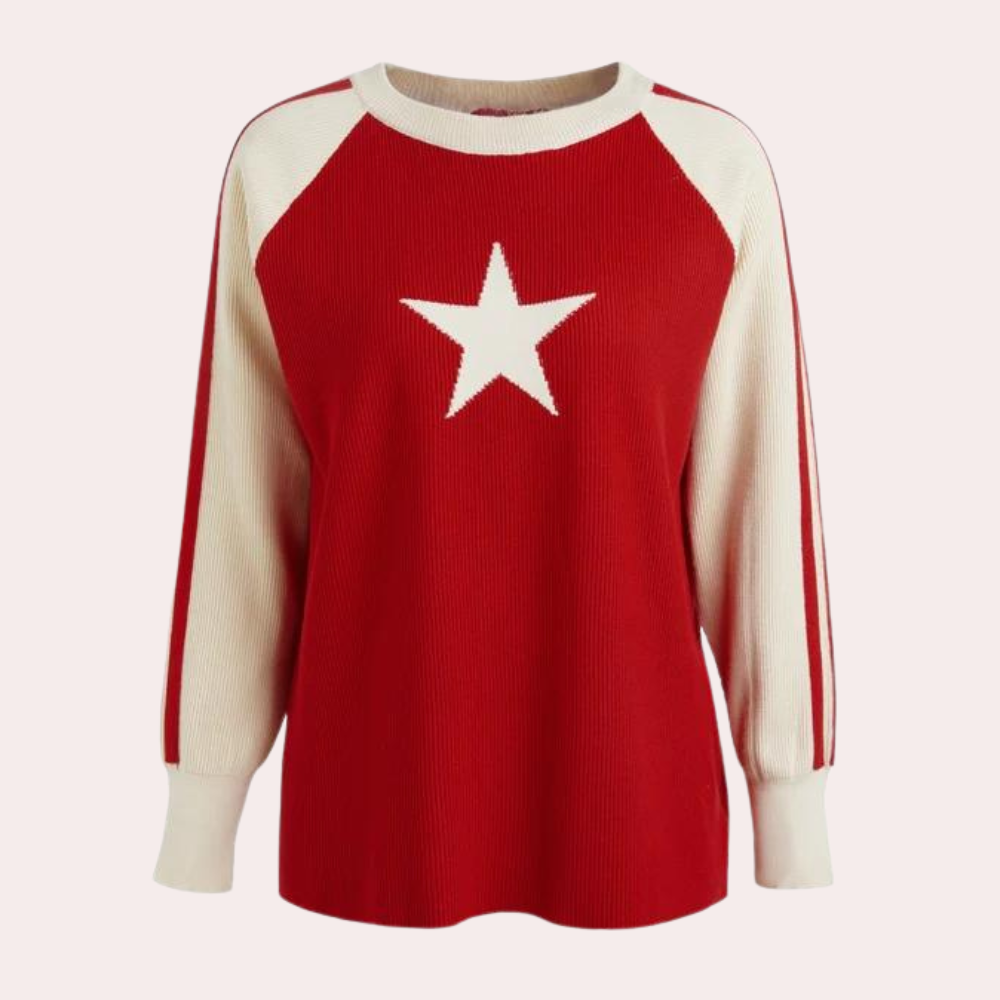 Yaretzi - Pull Vintage Étoilé à Col Rond