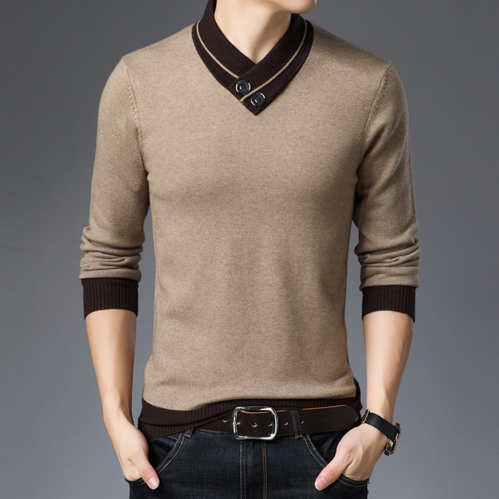 Csongor - Pull avec Col Châle Élégant pour Homme