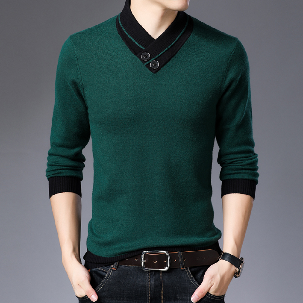 Csongor - Pull avec Col Châle Élégant pour Homme