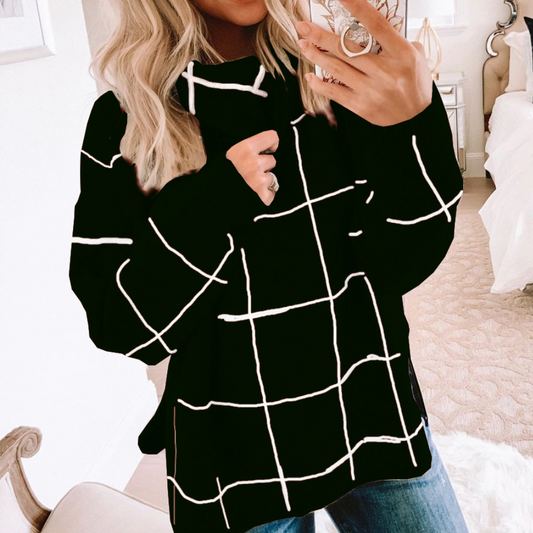 Elda - Pull à carreaux tendance pour femmes