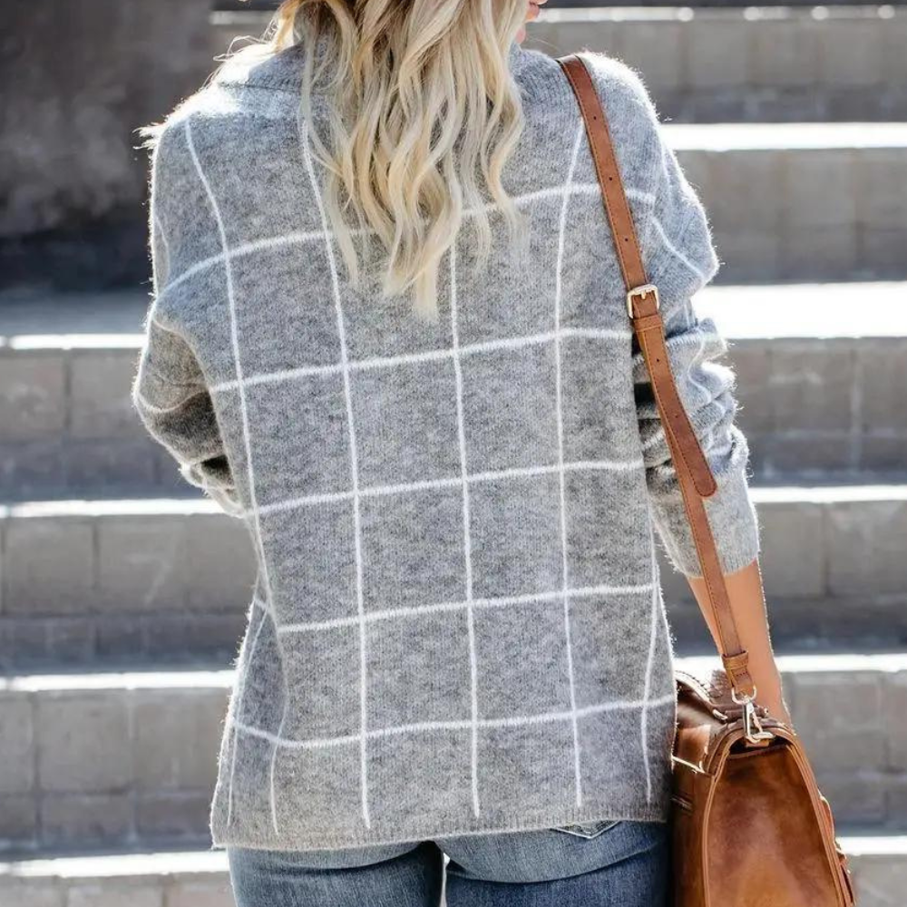 Elda - Pull à carreaux tendance pour femmes