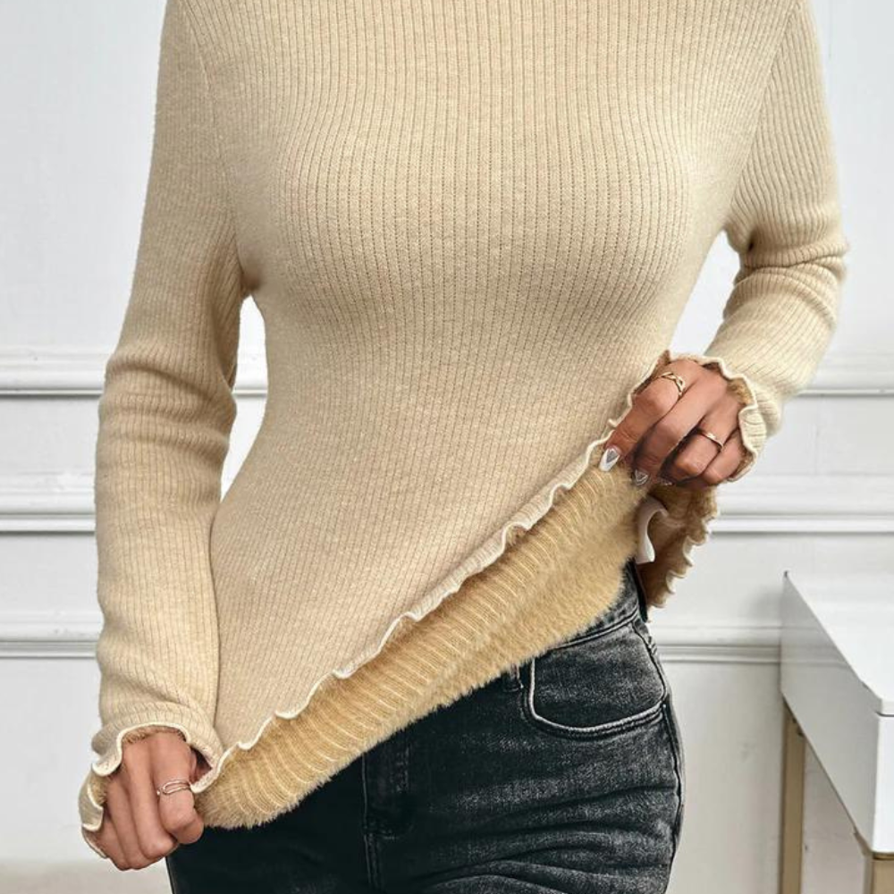 Livia - Kaki Pull chaud et élégant pour femme