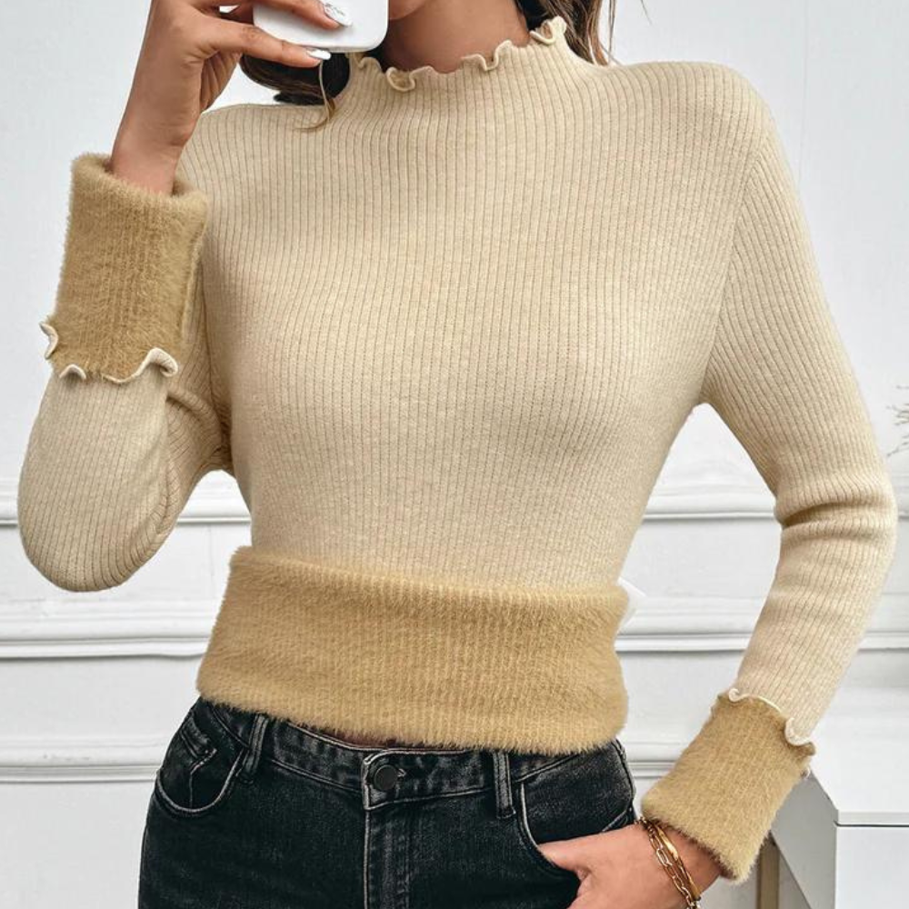 Livia - Kaki Pull chaud et élégant pour femme