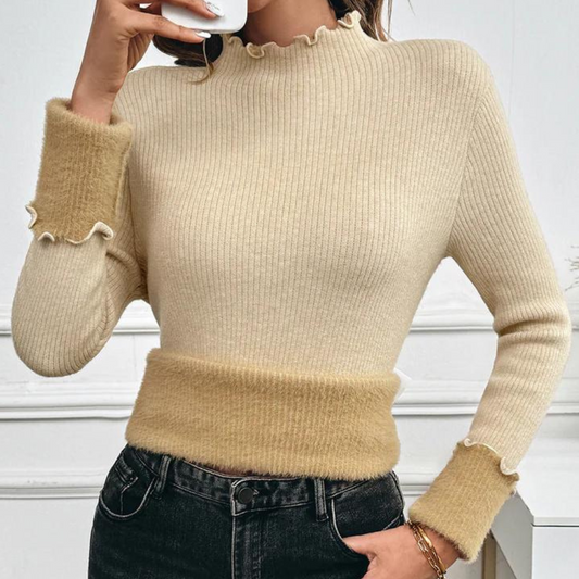 Livia - Kaki Pull chaud et élégant pour femme