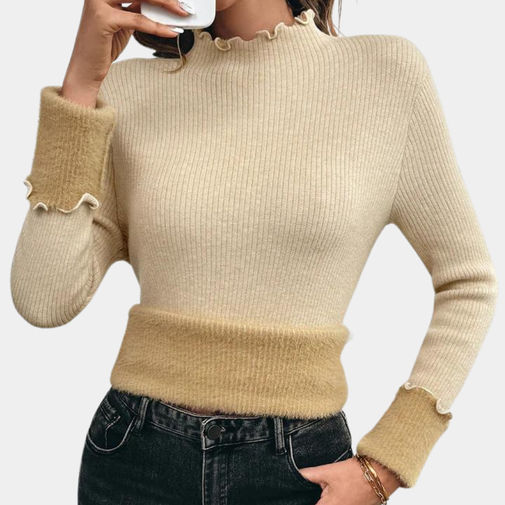 Livia - Kaki Pull chaud et élégant pour femme