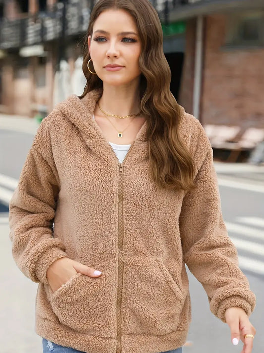 Lea - Veste d’hiver en polaire avec capuche pour femme