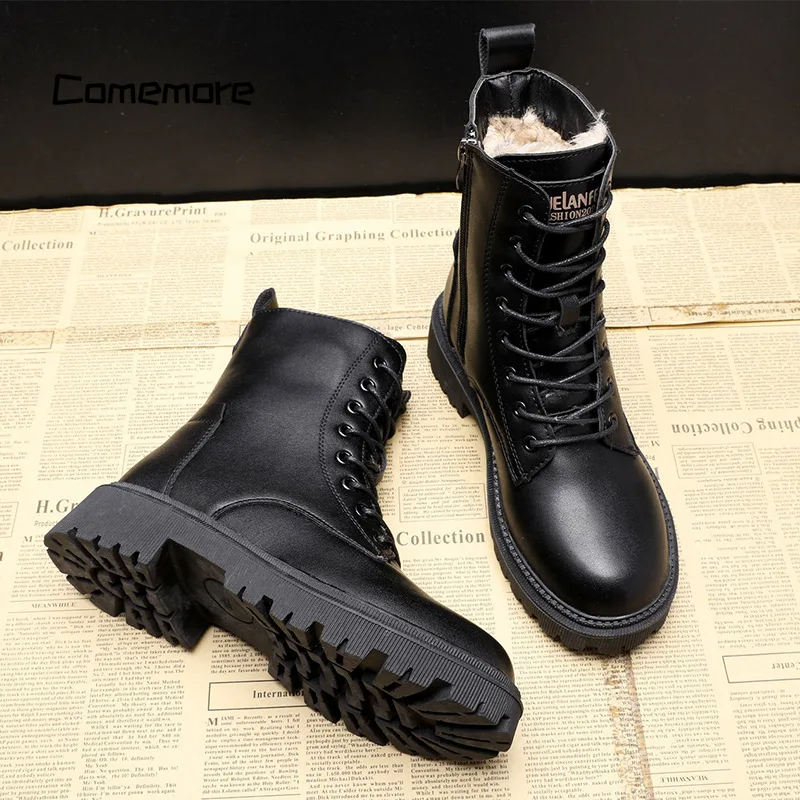 Cherise - Bottes D'Hiver En Cuir Noir