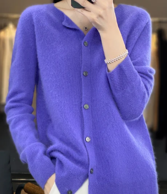 Ermenegilda | Cardigan Col Rond Décontracté pour Femmes