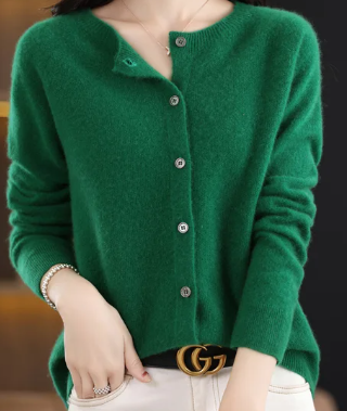 Ermenegilda | Cardigan Col Rond Décontracté pour Femmes