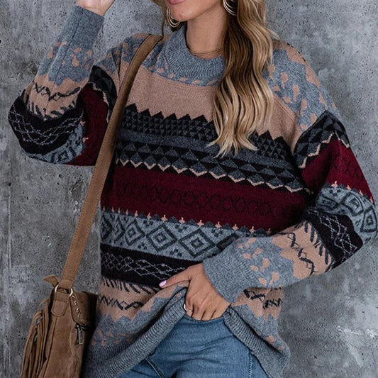 Emilia - Pull en maille rayé vintage pour femme