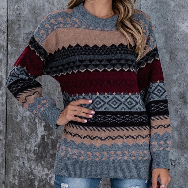 Emilia - Pull en maille rayé vintage pour femme