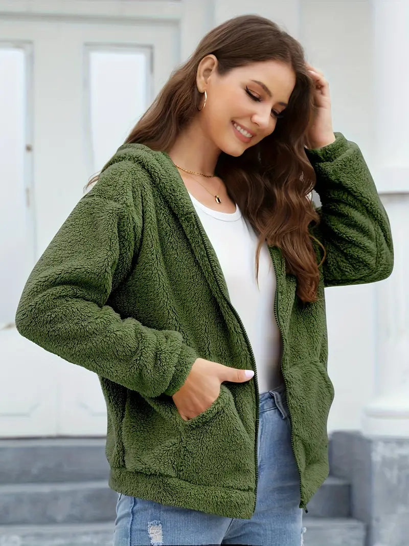 Lea - Veste d’hiver en polaire avec capuche pour femme