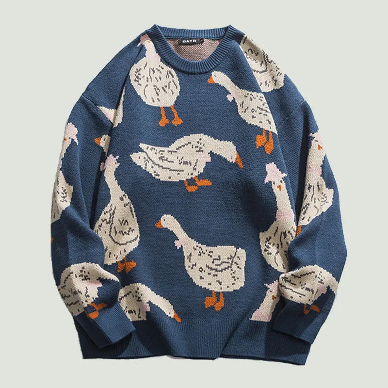 Haleny - Pull ras du cou à motif canard