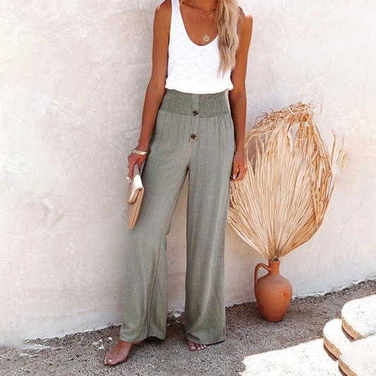 HILLA - Pantalon ample taille haute