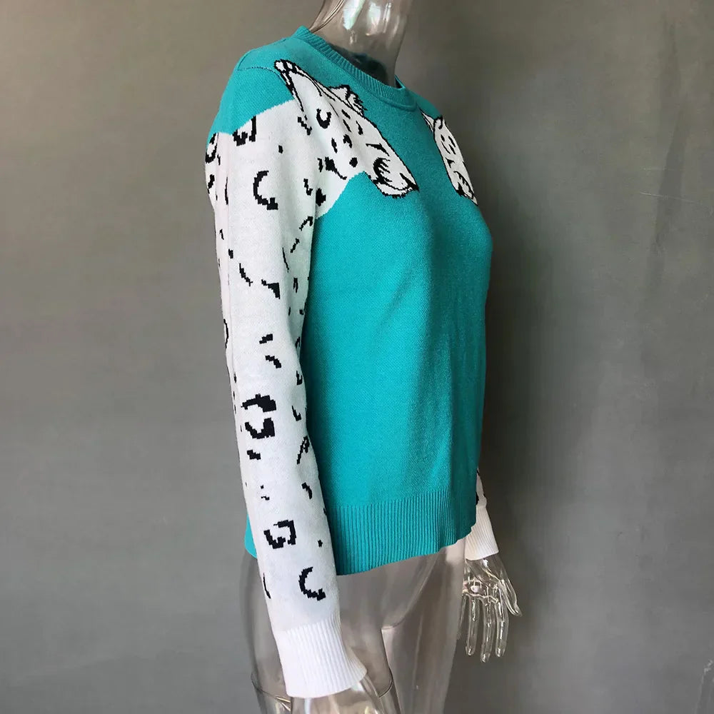 Bianca - Pull avec motif léopard contrasté sur les manches