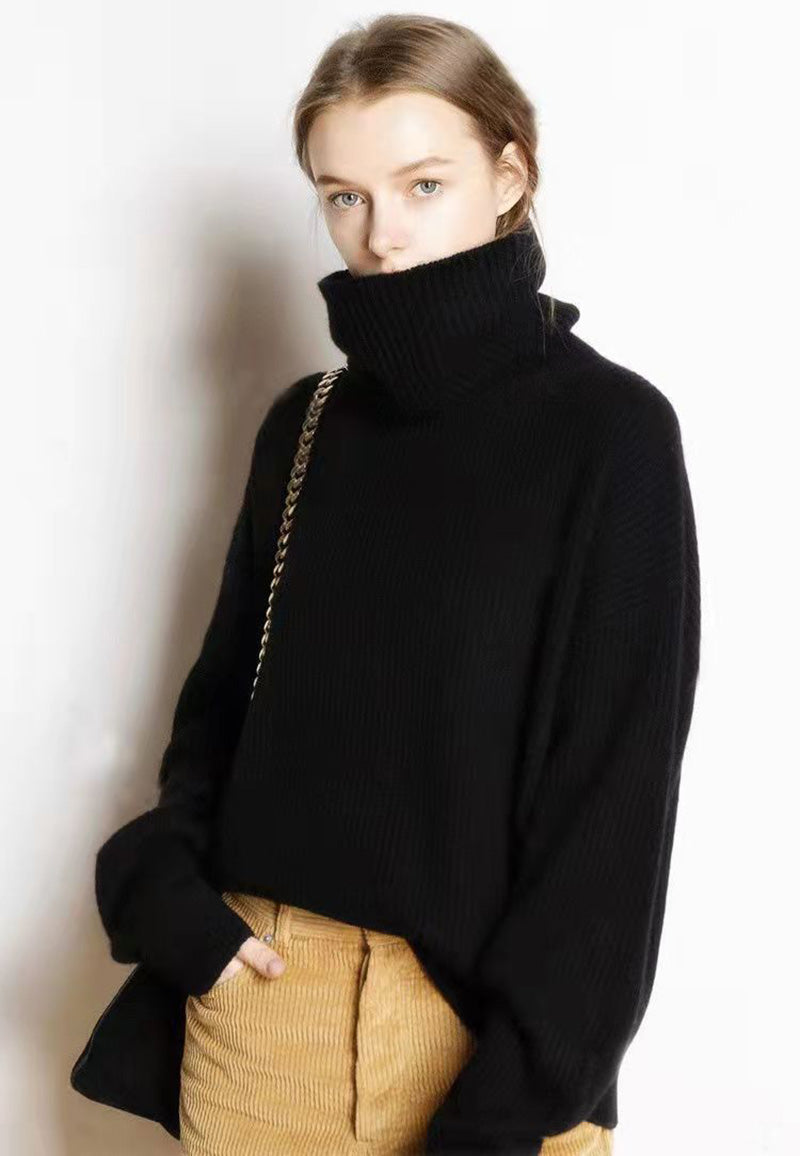 Claudine - Pull Col Roulé Ample et Décontracté