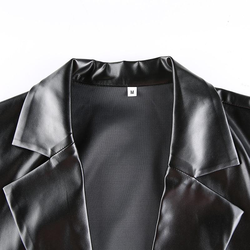 MODACHIC - Blazer décontracté en cuir PU
