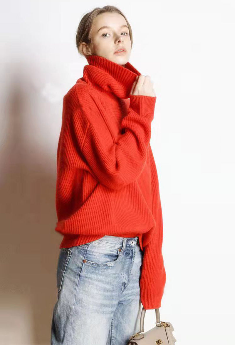 Claudine - Pull Col Roulé Ample et Décontracté